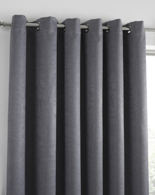 Fusion Strata Eyelet Curtains Charcoal - Fusion - Size: 167 x 137cm - image 1