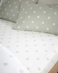 CL Brushed Polka Dot Fitted Sheet GRN Green - Catherine Lansfield - Size: SINGLE - thumbnail 2