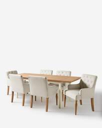 Ashford Ext Table with 6 Mae Chairs Cream/Natural - Julipa - thumbnail 5