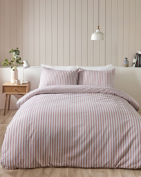CL Brushed Stripe Duvet Cover Set BLSH Blush - Catherine Lansfield - Size: SINGLE - thumbnail 1