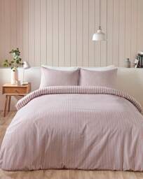 CL Brushed Stripe Duvet Cover Set BLSH Blush - Catherine Lansfield - Size: SINGLE - thumbnail 4