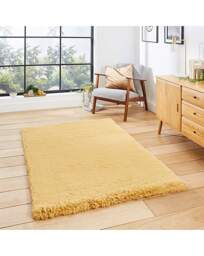Think Rugs Teddy Plain Shaggy Rug Mustard - Think Rugs - Size: 80X150