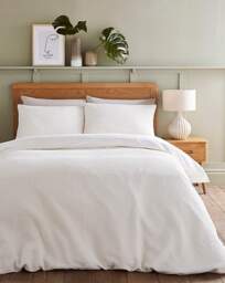 Waffle Pure Cotton Duvet Cover Set Cream - At Home Collection - Size: SINGLE - thumbnail 1