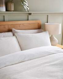 Waffle Pure Cotton Duvet Cover Set Cream - At Home Collection - Size: SINGLE - thumbnail 2