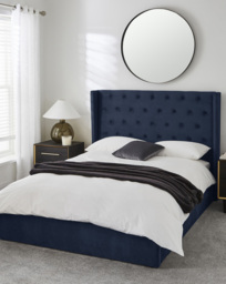 Allegra Velvet Bed & 3 Layer Mattress Midnight - Size: KINGSIZE - thumbnail 1