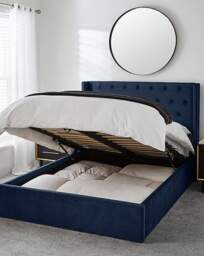 Allegra Velvet Bed & 3 Layer Mattress Midnight - Size: KINGSIZE - thumbnail 2