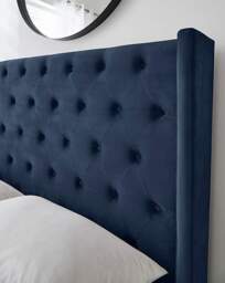 Allegra Velvet Bed & 3 Layer Mattress Midnight - Size: KINGSIZE - thumbnail 5