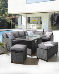 Valencia Dining Set With Firepit Table Grey - JD Williams