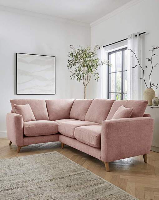 Beckett Chenille Left Hand Corner Sofa Blush - JD Williams - image 1