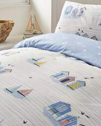 Fusion Beach Huts Duvet Cover Set Blue - Fusion - Size: SINGLE - thumbnail 2