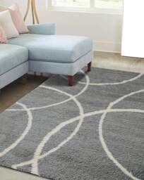 Snug Shaggy Circles Cosy Rug Grey - Homemaker - Size: 120X170 - thumbnail 1