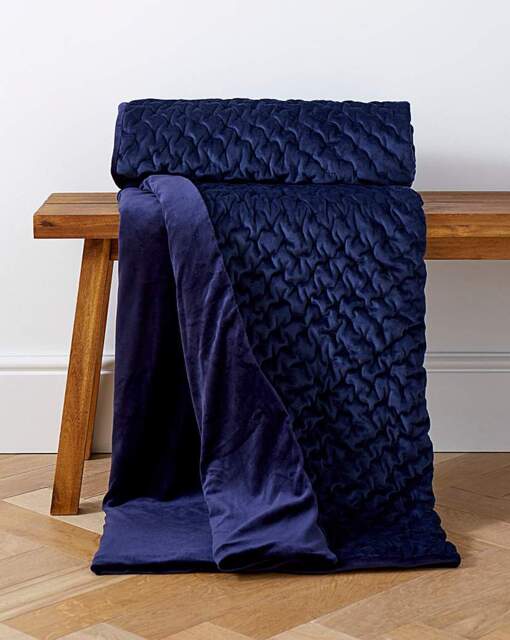 Pinsonic Velvet Throw Navy - JD Williams - Size: 130X160 - image 1