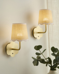 Pair of Gold Flower Scallop Wall Lights Natural - Searchlight