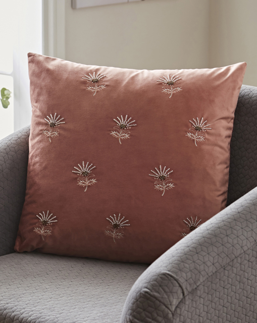 Embellished Flower Cushion Rose - JD Williams - Size: ONE SIZE - image 1