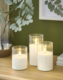 Julipa Set of 3 Ribbed Glass LED Candles White - JD Williams