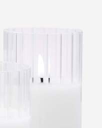 Julipa Set of 3 Ribbed Glass LED Candles White - JD Williams - thumbnail 3