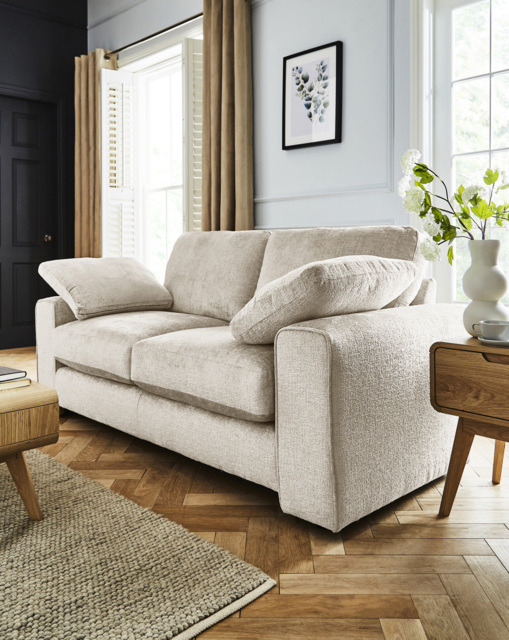 Hunter Chenille 3 Seater Sofa Cream - JD Williams - image 1