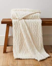 Textured Wavy Fleece Throw - Ivory Ivory - JD Williams - Size: 120X150 - thumbnail 1