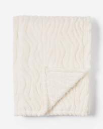 Textured Wavy Fleece Throw - Ivory Ivory - JD Williams - Size: 120X150 - thumbnail 2