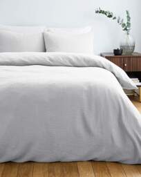 Cotton Crinkle Muslin Duvet Set White - JD Williams - Size: SINGLE - thumbnail 1