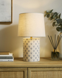 Naomi Floral Table Lamp Natural/Blue - JD Williams