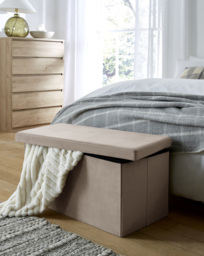 Velvet Foldable Storage Ottoman Oyster - JD Williams