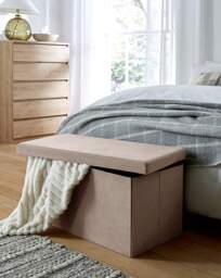 Velvet Foldable Storage Ottoman Oyster - JD Williams - thumbnail 2
