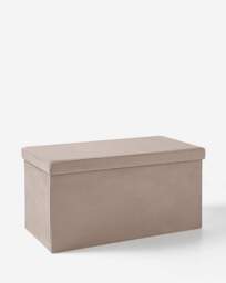 Velvet Foldable Storage Ottoman Oyster - JD Williams - thumbnail 3