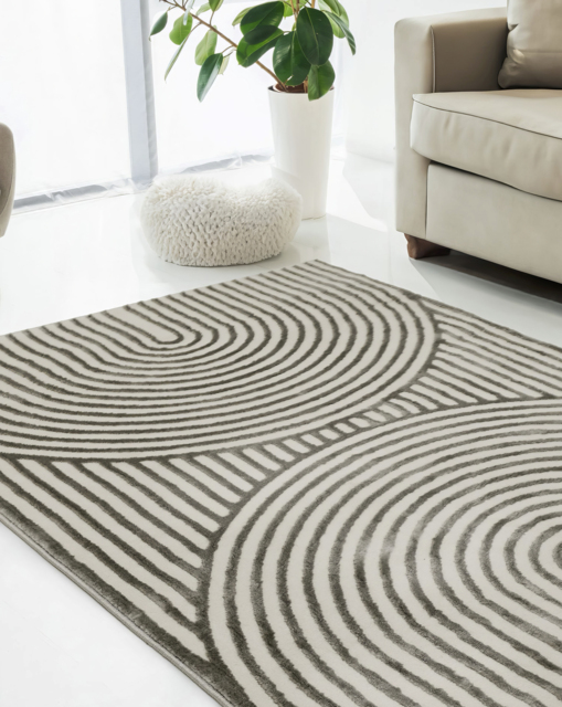 Brio Curved Textured Rug Grey - Homemaker - Size: 120X170 - image 1