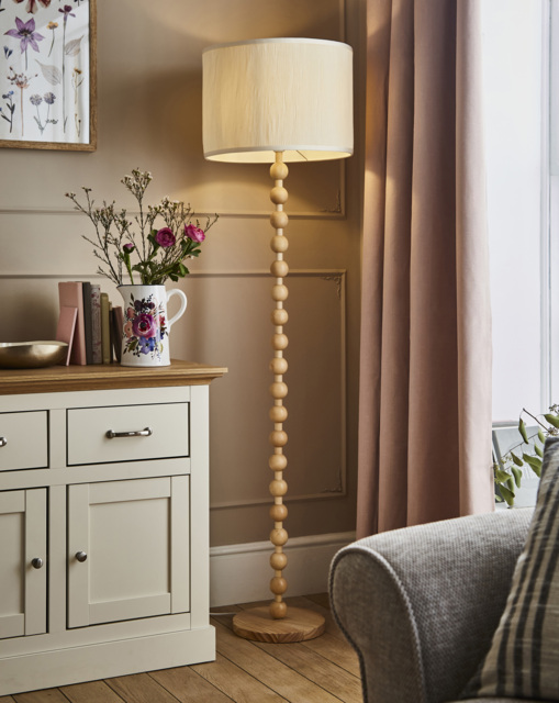 Julipa Evie Wooden Bobbin Floor Lamp Natural - Julipa - image 1