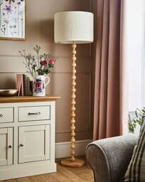 Julipa Evie Wooden Bobbin Floor Lamp Natural - Julipa - thumbnail 2