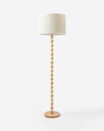 Julipa Evie Wooden Bobbin Floor Lamp Natural - Julipa - thumbnail 3