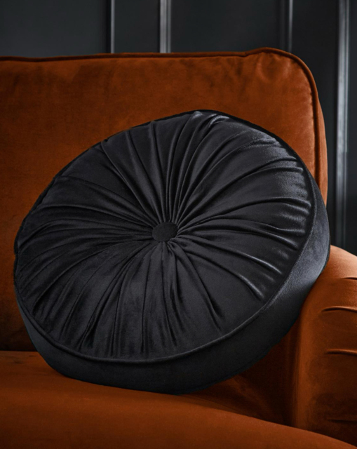 LLB Round Pleat Round Cushion Black - Laurence Llewelyn-Bowen - image 1