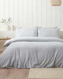 CL Brushed Stripe Duvet Cover Set SLVR Silver - Catherine Lansfield - Size: SINGLE - thumbnail 1