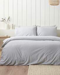 CL Brushed Stripe Duvet Cover Set SLVR Silver - Catherine Lansfield - Size: SINGLE - thumbnail 4