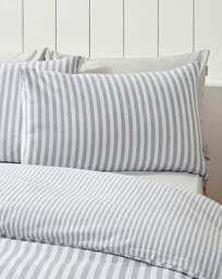 CL Brushed Stripe Duvet Cover Set SLVR Silver - Catherine Lansfield - Size: SINGLE - thumbnail 2