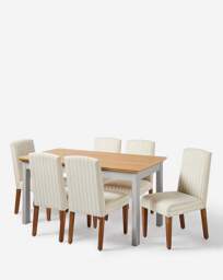 Julipa Ashford Table and 6 Everly Chairs Grey/Natural - Julipa - thumbnail 4