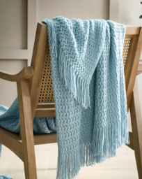 Appletree Textured Knit Throw Blue - Appletree - Size: 130X180 - thumbnail 1