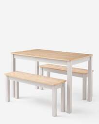Delilah Compact Dining bench Set Oak/Taupe - Julipa - thumbnail 2