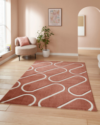 Catherine Lansfield Linear Curve Rug Terracotta - Catherine Lansfield - Size: 80X150