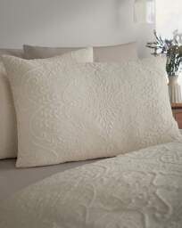 CL Amelia Jacquard Duvet Cover Set Cream - Catherine Lansfield - Size: SINGLE - thumbnail 2