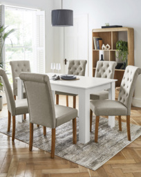 Dakota Dining Table with 6 Ava Chairs White/Natural - thumbnail 1