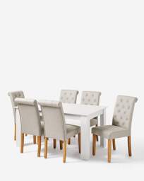 Dakota Dining Table with 6 Ava Chairs White/Natural - thumbnail 5