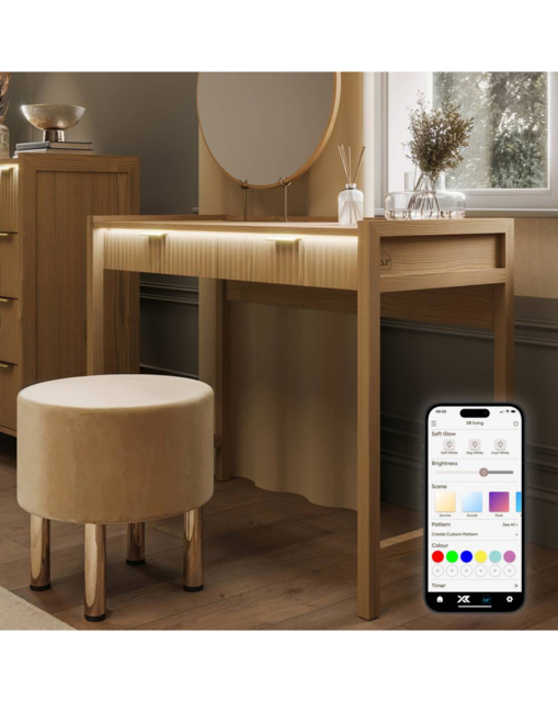 Dakota Dressing Table with Lights OAK - XR Living - image 1