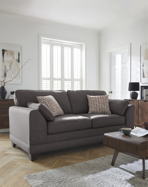 Hilliard Fabric 3 Seater Sofa Charcoal - image 1
