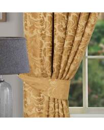 Buckingham Pencil Pleat Lined Curtains Gold - Sundour - Size: 229X213 - thumbnail 2