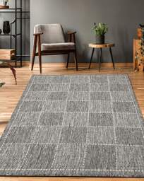 Checked Gel Flatweave Rug Steel Grey - Homemaker - Size: 80X150 - thumbnail 4