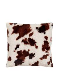 Cow Print Faux Fur Filled Cushion Natural - Fusion - Size: 43X43CM - thumbnail 3