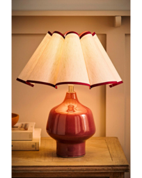 Jamie Burgundy Lamp w/ Scallop Shade Burgundy - ValueLights