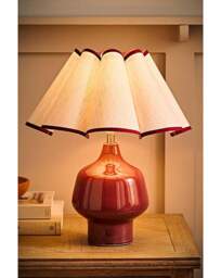Jamie Burgundy Lamp w/ Scallop Shade Burgundy - ValueLights - thumbnail 4